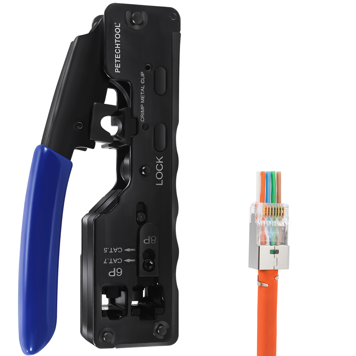 RJ45 Crimp Tool Ethernet Crimping Tool Wire Cutter Crimper For Cat7 Cat6a Cat6 Cat5e Pass Through Connectors