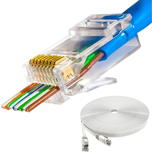 20 Pieces Cat5 Cat6 Pass Through Connectors and 10ft Cat6 Enthernet Cable