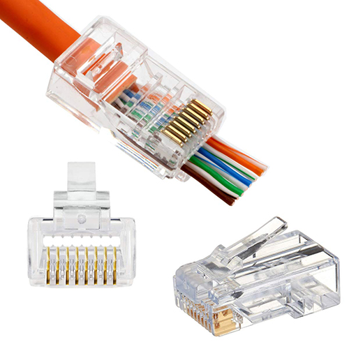 RJ45 Cat5 Cat5e Connectors End Pass Through Gold Plated 8P8C UTP Ethernet Network Plug(50Pack)