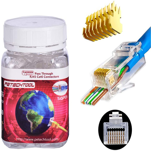 RJ45 Cat5 Cat6 Pass Through Connectors 8P8C Ehternet Modular End Plug(50 Pieces)