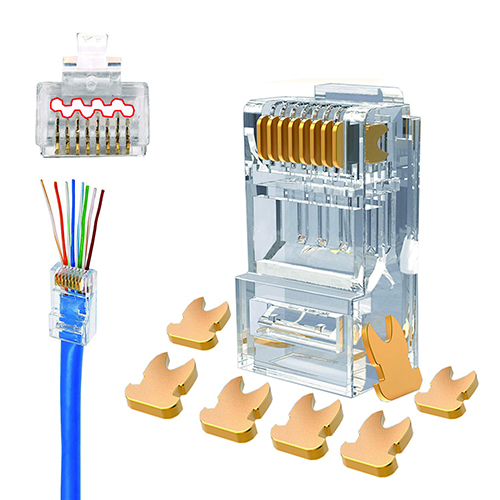 RJ45 Cat6a Cat6 Large Connector Gold Plated 8P8C Pass Through End for 23AWG（20Packs）